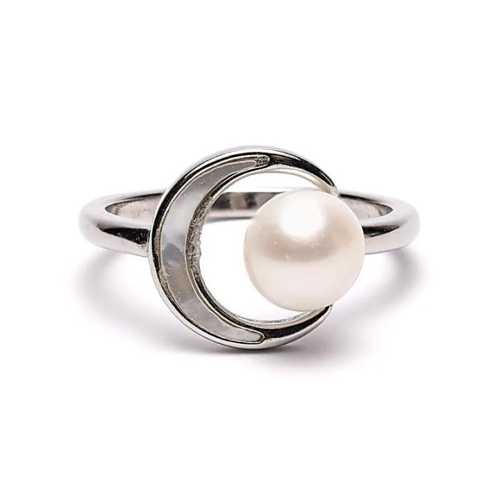 Bague ajustable perle et lune | Pieralune