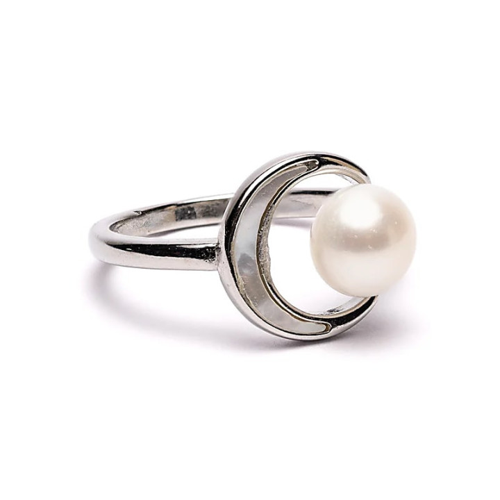 Bague ajustable perle et lune | Pieralune