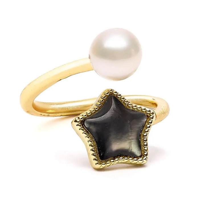 Bague ajustable étoile et perle | Pieralune