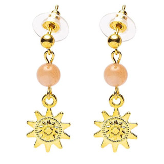 Boucles d'oreilles pierre de soleil et soleil doré | Pieralune