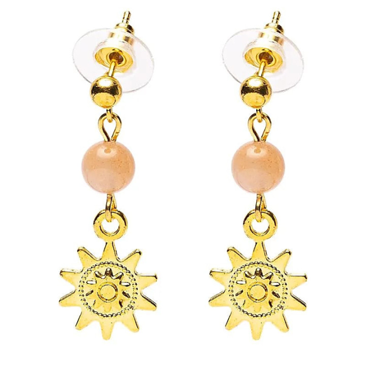 Boucles d'oreilles pierre de soleil et soleil doré | Pieralune