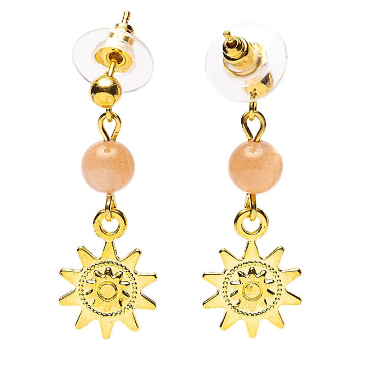 Boucles d'oreilles pierre de soleil et soleil doré | Pieralune