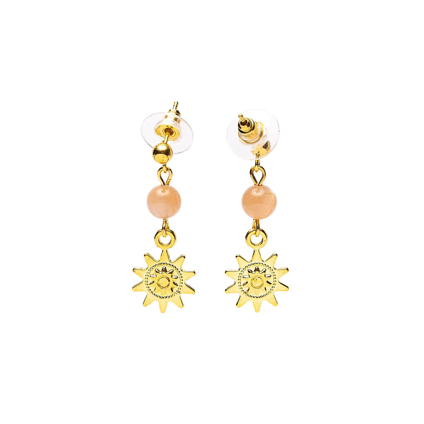 Boucles d'oreilles pierre de soleil et soleil doré | Pieralune