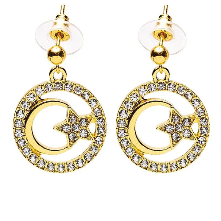Boucles d'oreilles lune et étoile doré | Pieralune