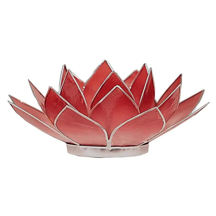 Eclairage ambiance Lotus rouge bords argent | Pieralune