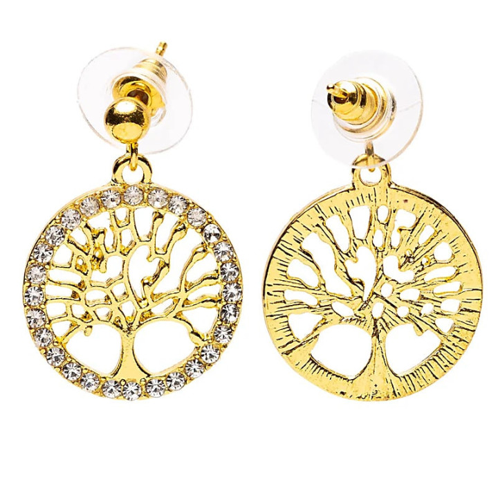 Boucles d'oreilles arbre de vie dorées | Pieralune