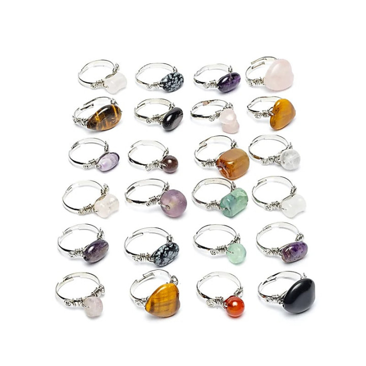 Assortiment de bagues en pierres précieuses 24 pièces d... | Pieralune