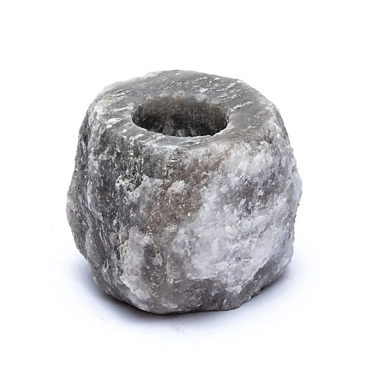 Bougeoir en cristal de sel grise | Pieralune