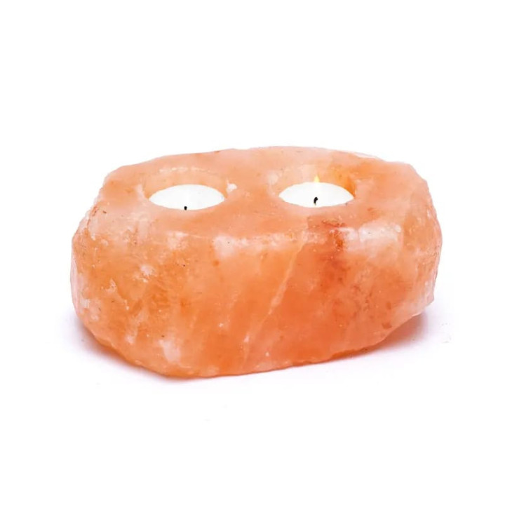 Bougeoir en cristal sel 2 bougies chauffe-plat | Pieralune