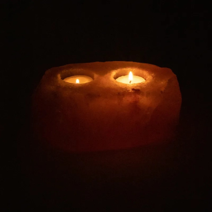 Bougeoir en cristal sel 2 bougies chauffe-plat | Pieralune