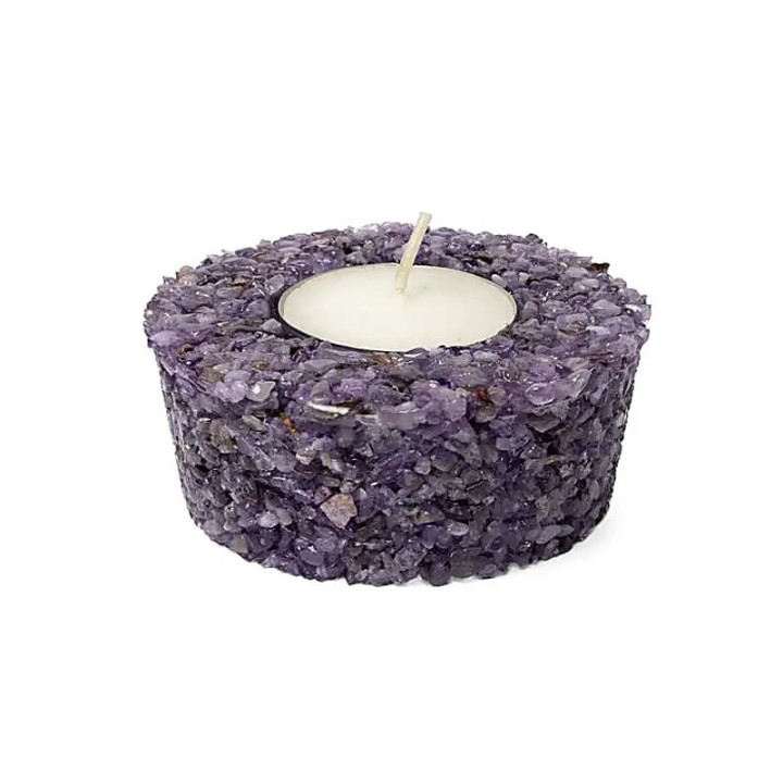 Bougeoir rond en améthyste | Pieralune