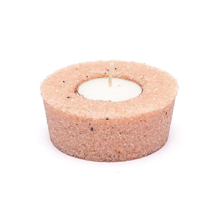 Bougeoir rond en quartz rose | Pieralune