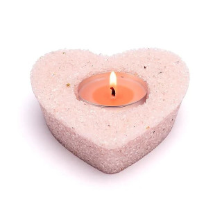 Bougeoir cœur en quartz rose | Pieralune