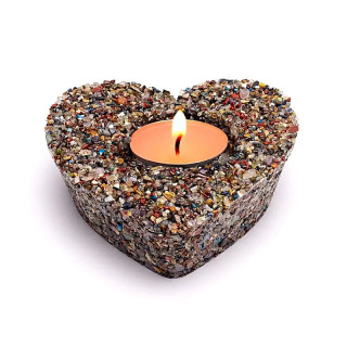 Bougeoir cœur pierres précieuses mélangées | Pieralune