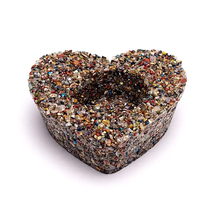 Bougeoir cœur pierres précieuses mélangées | Pieralune