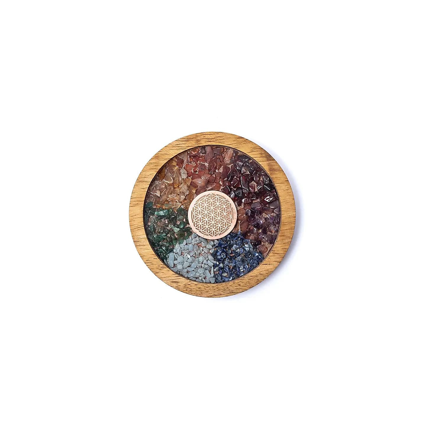 Dessous de verre bois Chakras & Fleur de Vie | Pieralune
