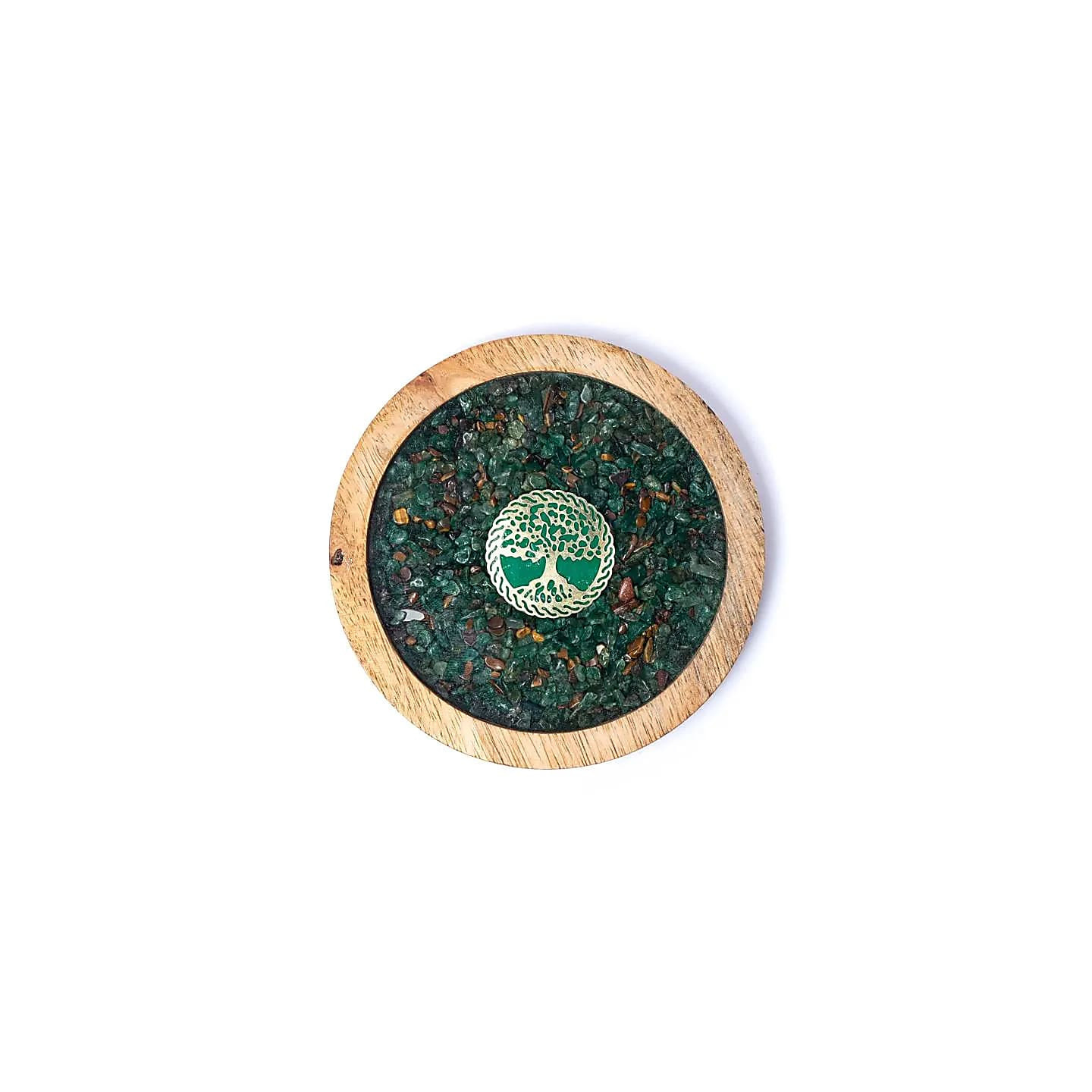 Dessous de verre bois Arbre de Vie, aventurine et oeil ... | Pieralune