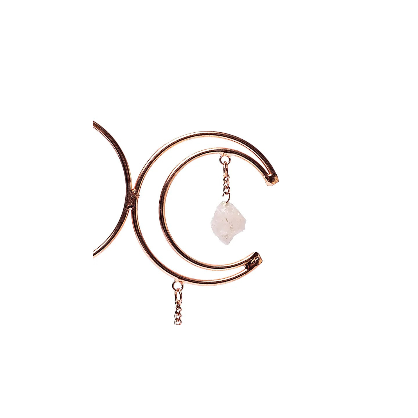 Pendentif fenêtre triple lune, triangle d'or et sélénite | Pieralune