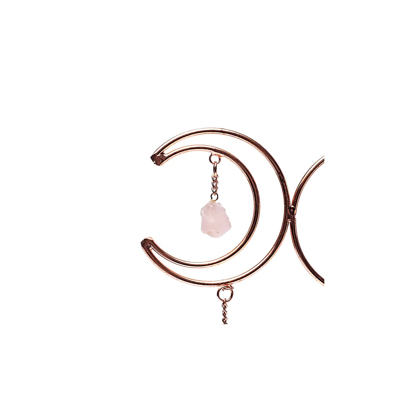 Pendentif fenêtre triple lune, triangle d'or et sélénite | Pieralune