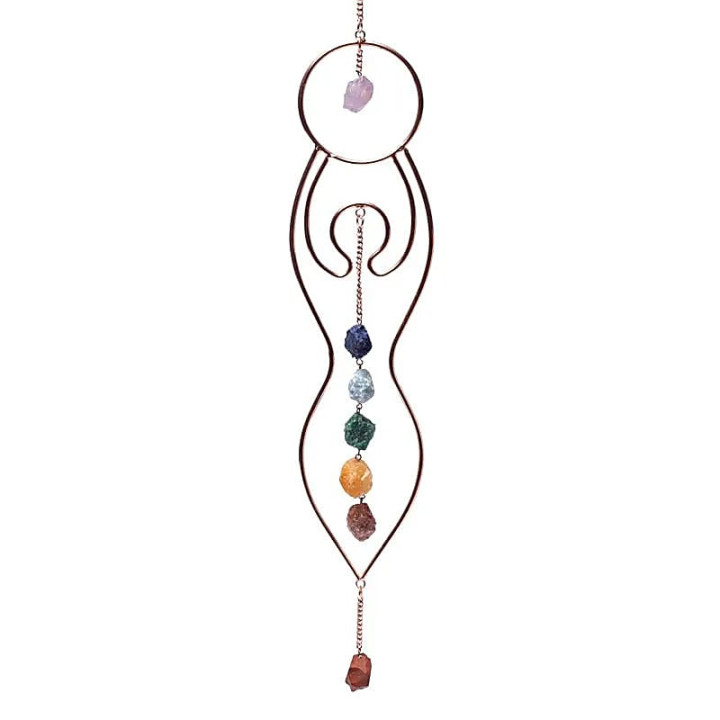 Pendentif fenêtre Déesse de la Lune et pierres de chakra | Pieralune