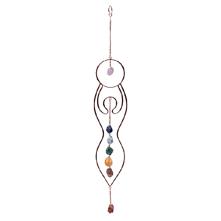 Pendentif fenêtre Déesse de la Lune et pierres de chakra | Pieralune