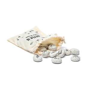 Jeu Oracle Runes en céramique dans un sac en coton | Pieralune