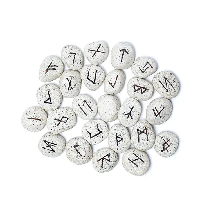 Jeu Oracle Runes en céramique dans un sac en coton | Pieralune
