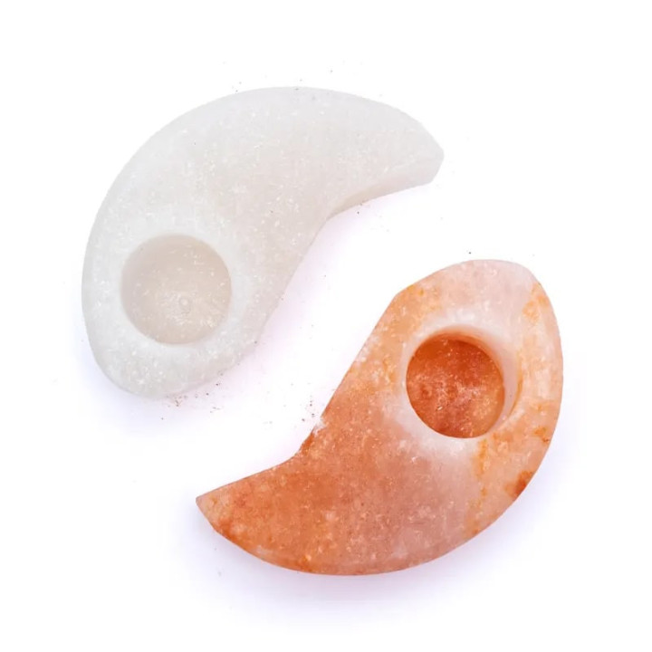 Bougeoir en cristal de sel yin yang | Pieralune