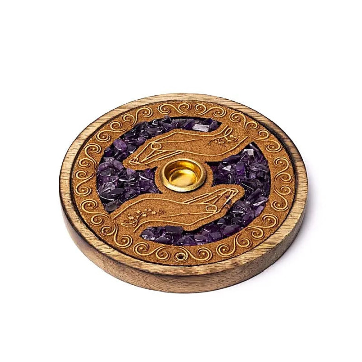 Brûle-encens bâtons et cônes mains guérisseuses améthyste | Pieralune