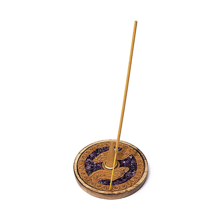 Brûle-encens bâtons et cônes mains guérisseuses améthyste | Pieralune