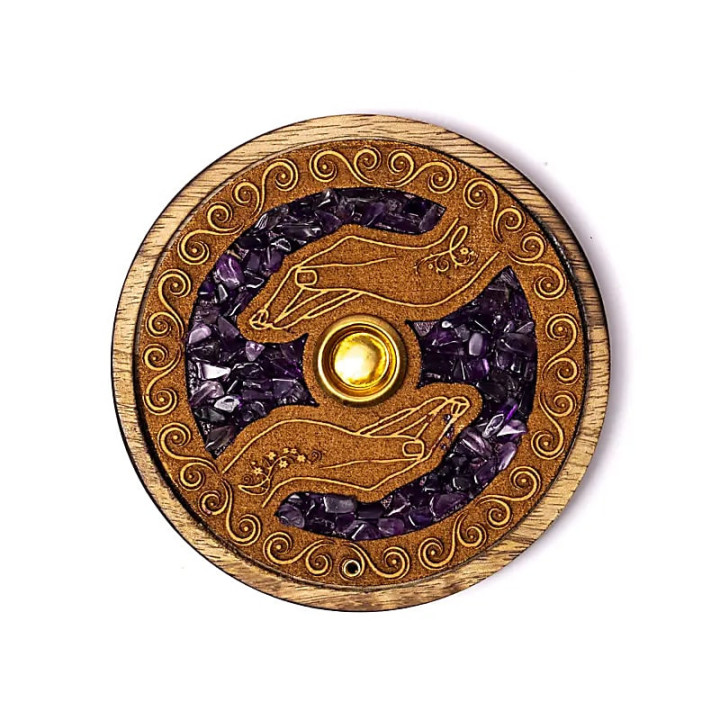 Brûle-encens bâtons et cônes mains guérisseuses améthyste | Pieralune