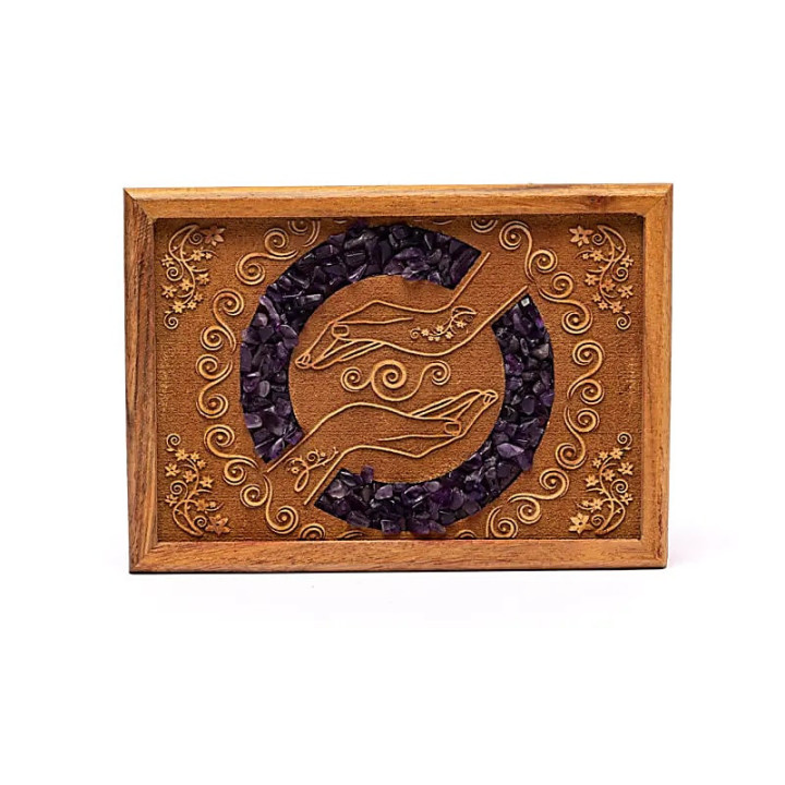 Boîte à tarot ou à bijoux mains guérisseuses améthyste | Pieralune