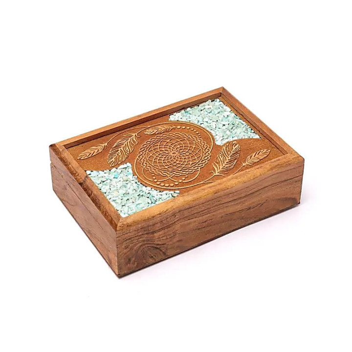 Boîte à tarot ou à bijoux attrape-rêves amazonite | Pieralune