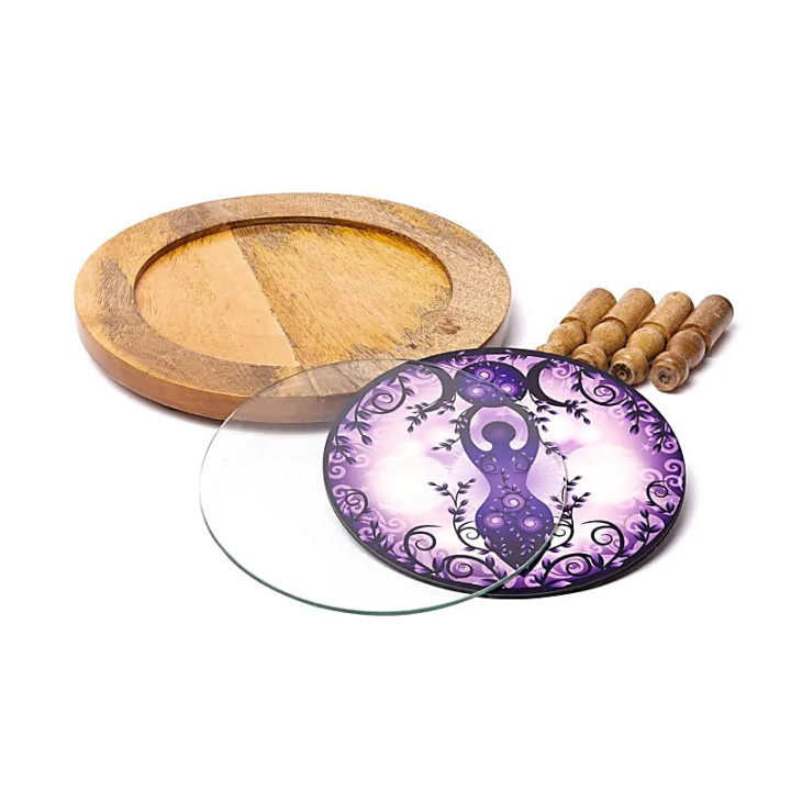 Table d'appoint en bois Déesse de la lune, impression s... | Pieralune