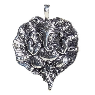 Pendentif Ganesh feuille couleur d'argent | Pieralune