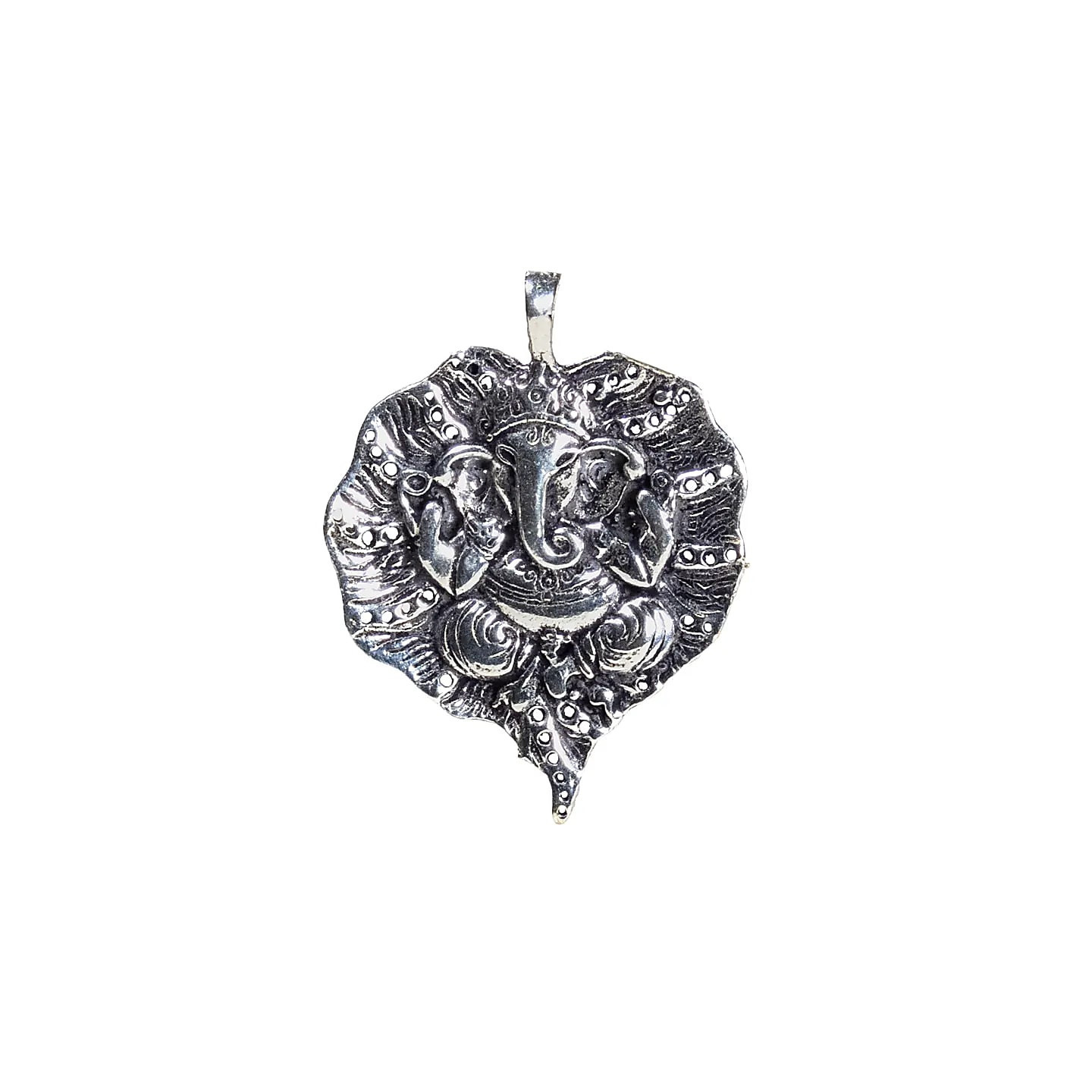 Pendentif Ganesh feuille couleur d'argent | Pieralune