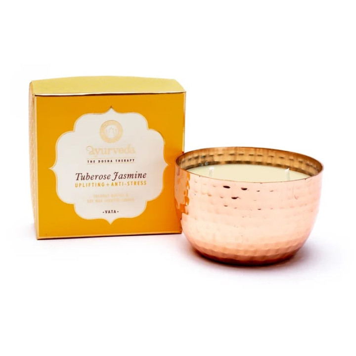 Vata Tuberose Jasmin Bougie parfumée 2 mèches en pot | Pieralune