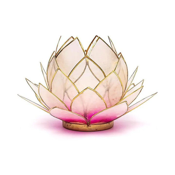 Eclairage d’ambiance Lotus rose bord or grand | Pieralune