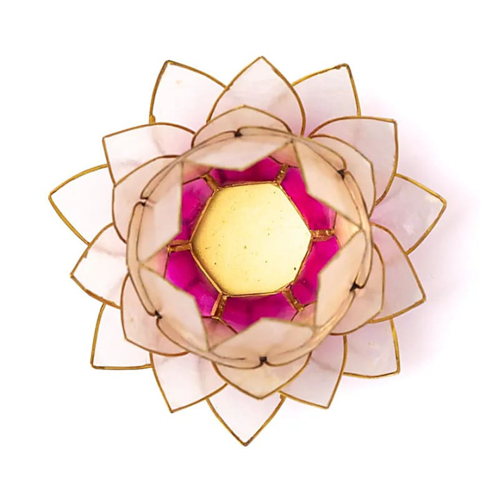 Eclairage d’ambiance Lotus rose bord or grand | Pieralune