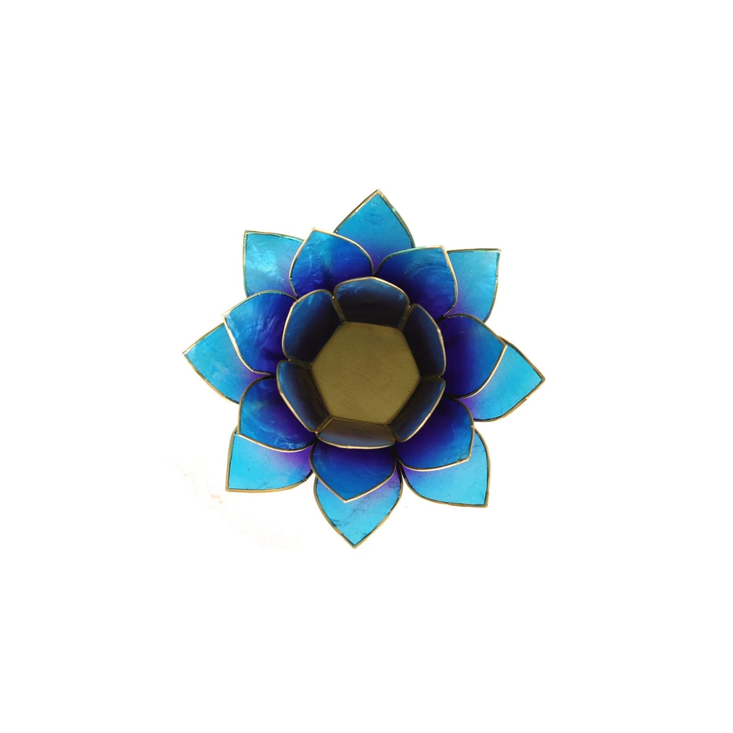 Bougeoir Lotus Bleu violet bord or | Pieralune