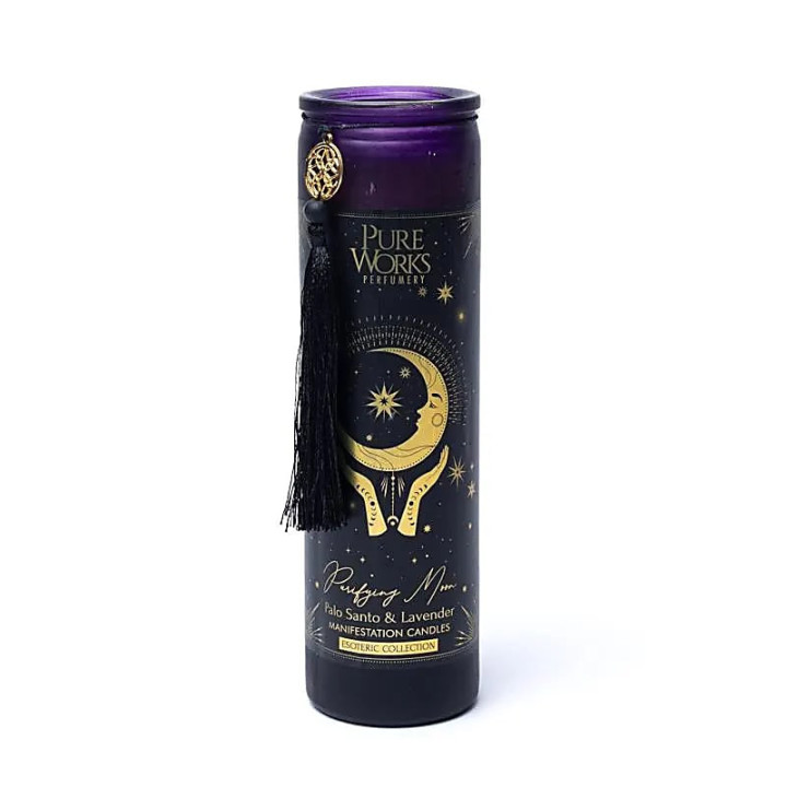 Bougie d'intention Purifying Moon en verre avec pompon | Pieralune