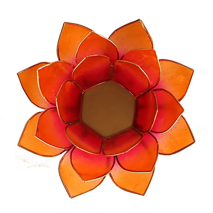 Bougeoir Lotus rose-orange bord or | Pieralune