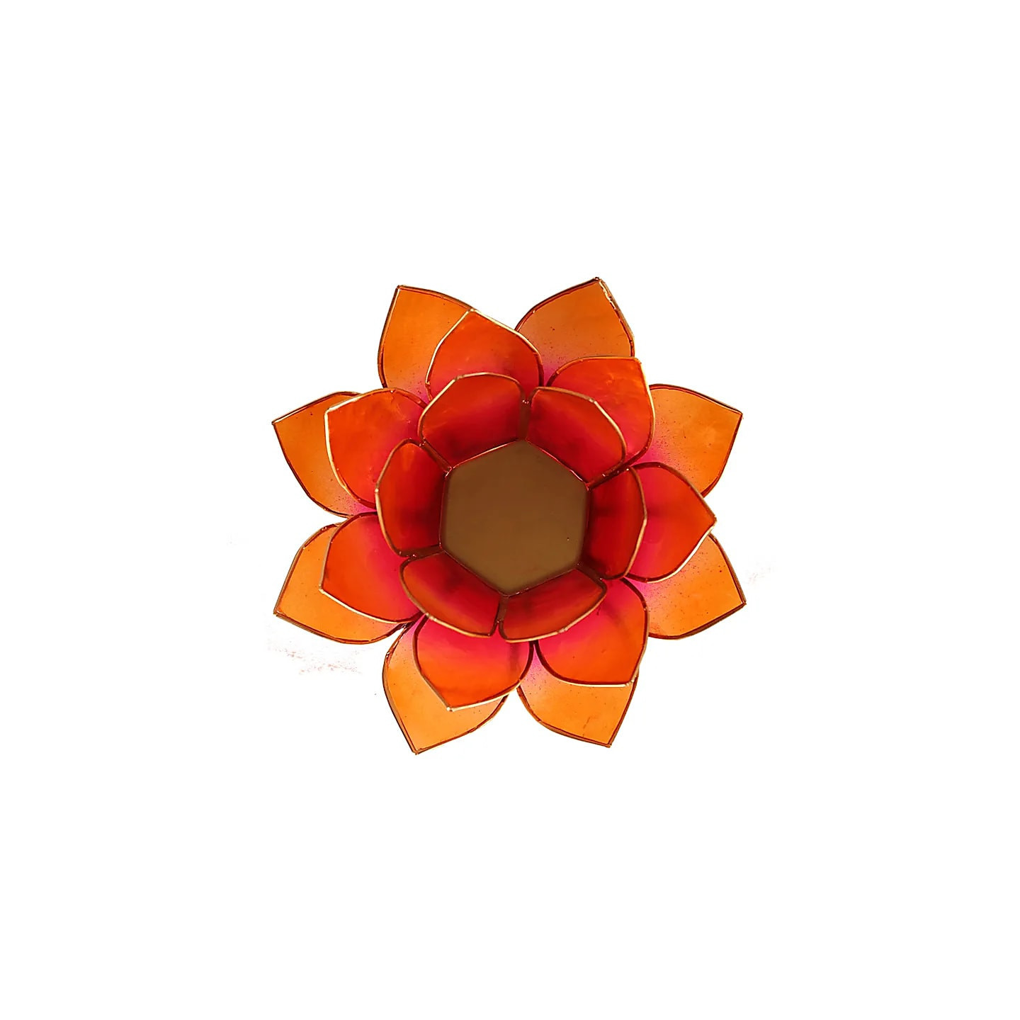Bougeoir Lotus rose-orange bord or | Pieralune