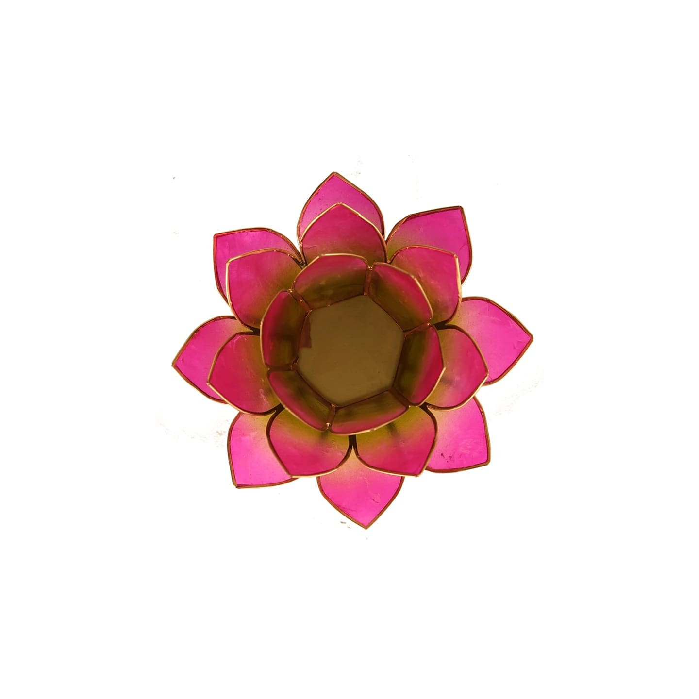 Bougeoir Lotus vert-rose bord or | Pieralune