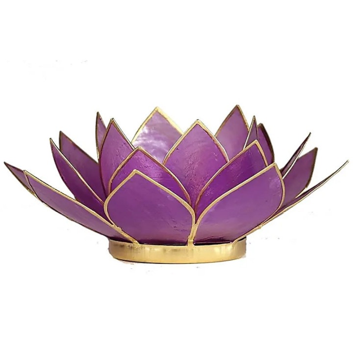 Bougeoir Lotus lilas avec les bords couleur or | Pieralune