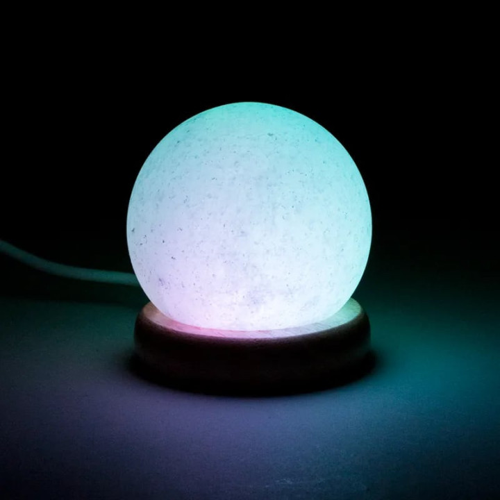 Mini lampe sphère sel blanche USB + LED | Pieralune