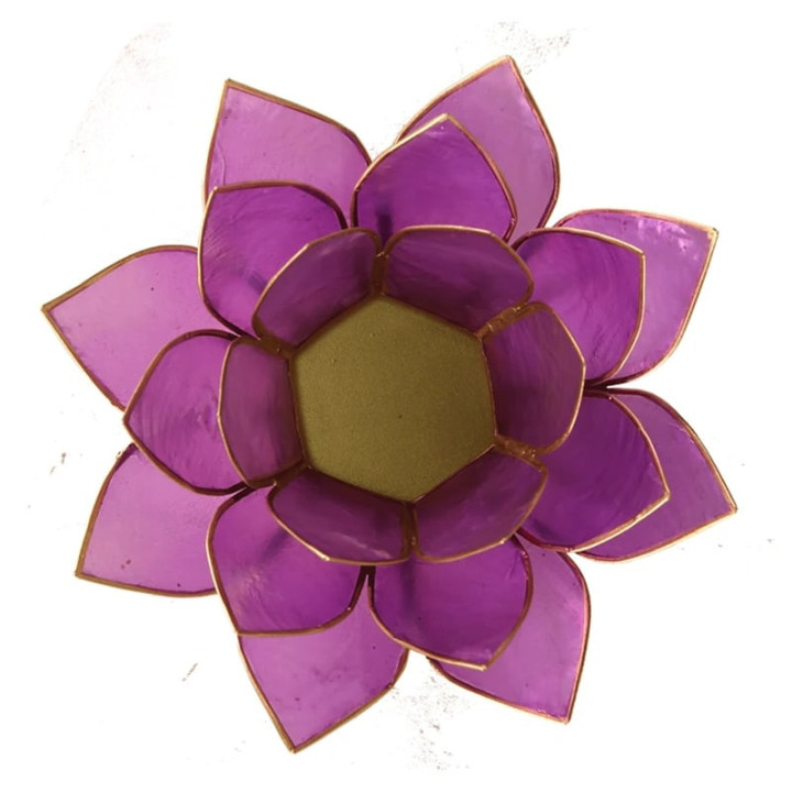 Bougeoir Lotus lilas avec les bords couleur or | Pieralune