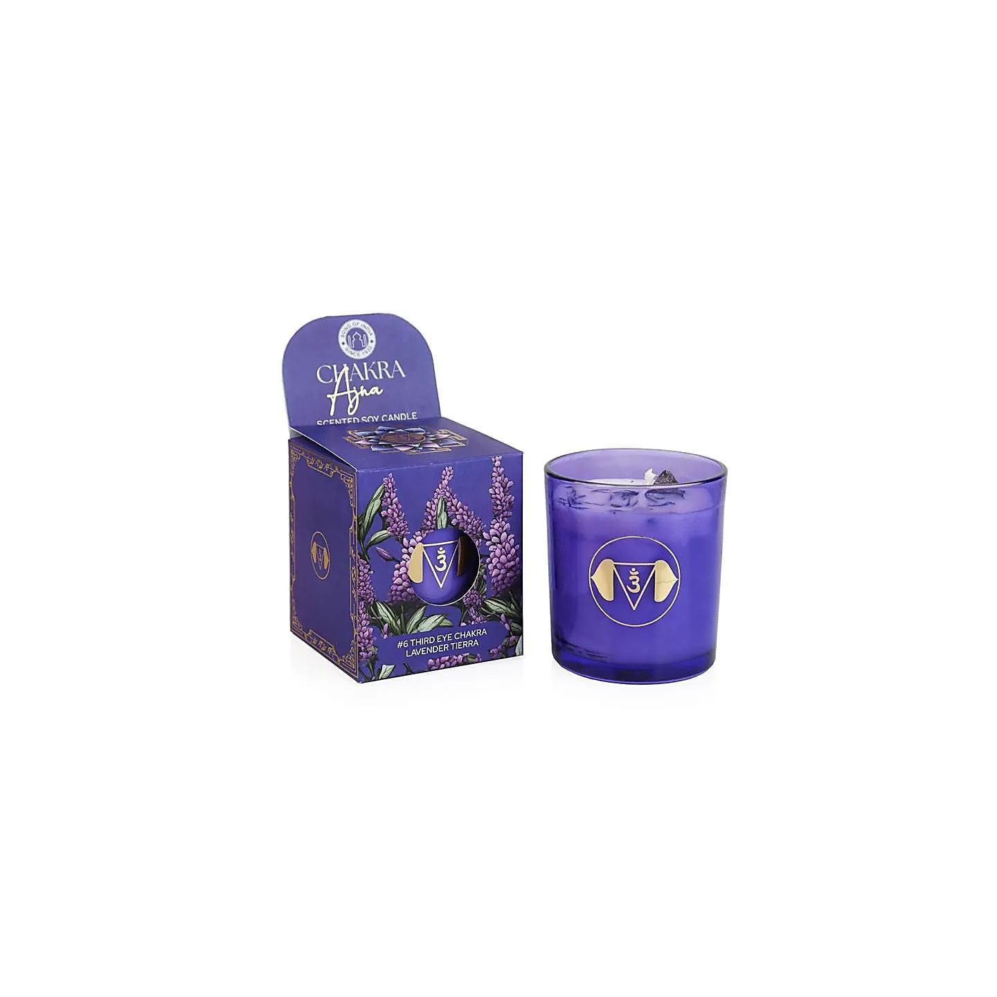 Bougie parfumée en cire de soja chakra Ajna lavande tierra | Pieralune