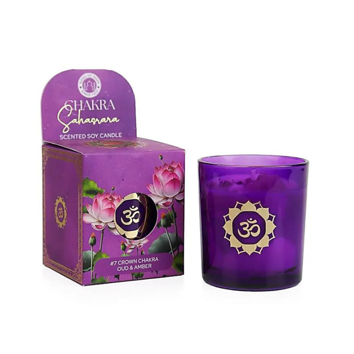 Bougie parfumée en cire de soja chakra Sahasrara oud & ... | Pieralune