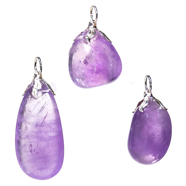 Pendentif pierre gemme Amethyste claire | Pieralune